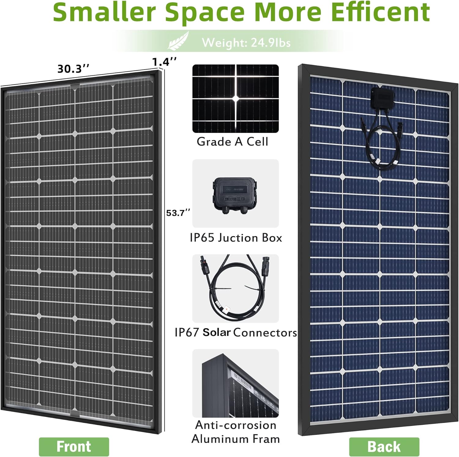 Bifacial 200 Watt Solar Panel 12V 10BB Monocrystalline Solar Panels (1)