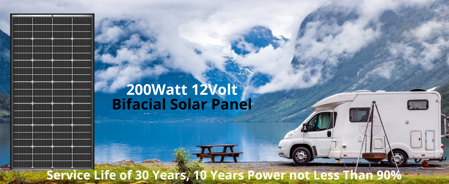 Bifacial 200 Watt Solar Panel 12V 10BB Monocrystalline Solar Panels (2)