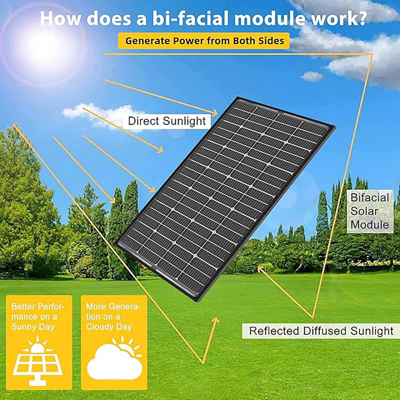 Bifacial 200 Watt Solar Panel 12V 10BB Monocrystalline Solar Panels (3)