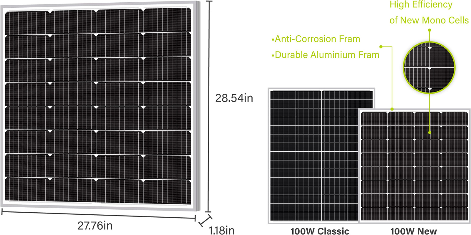 DeYangpu 9BB Cell Monocrystalline 12V 100W Solar Panel a