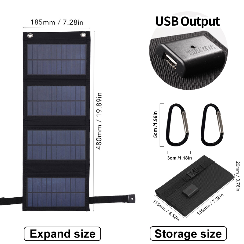 High conversion rate+long lifespan+convenient portability+fast charging solar foldable bag B